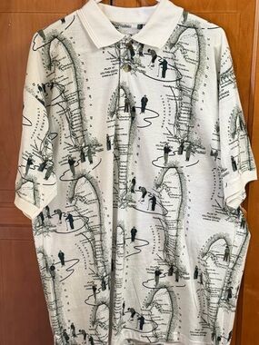 Milo Novelty Golf Shirt St. Andrew’s Scotland Golf Course Map Mens XL Polo Shirt